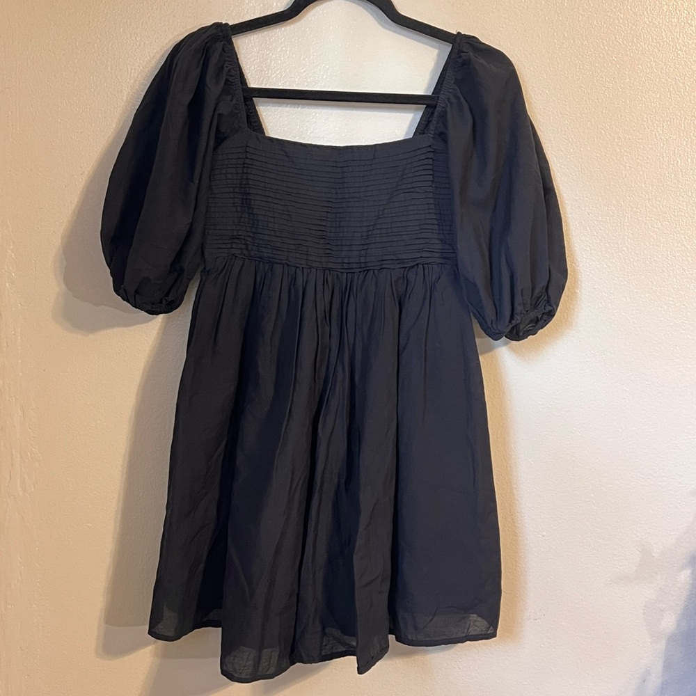 Abercrombie & Fitch Black Emerson Poplin Puff Sleeve Mini Dress - Picture 3 of 9